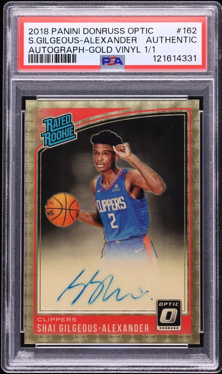 2018 Donruss Optic Gold Vinyl Shai Gilgeous-Alexander ROOKIE AUTO 1/1 #162 PSA AUTH