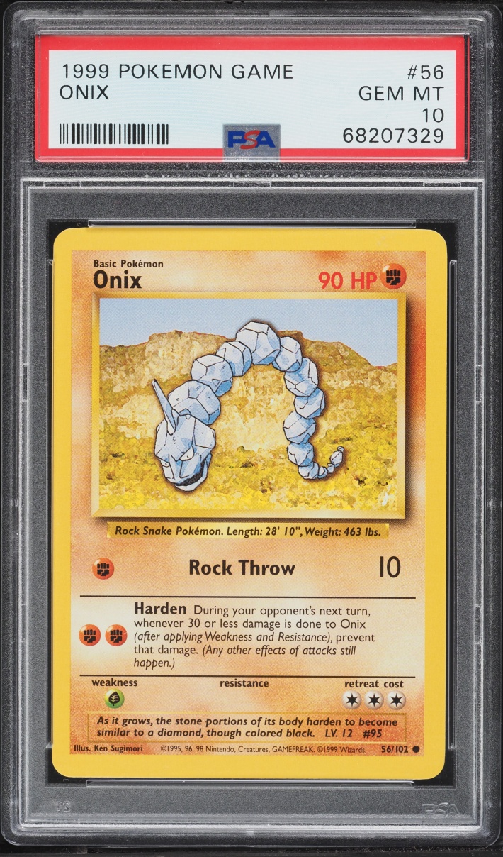 1999 Pokemon Base Set Onix #56 PSA 10 GEM MINT