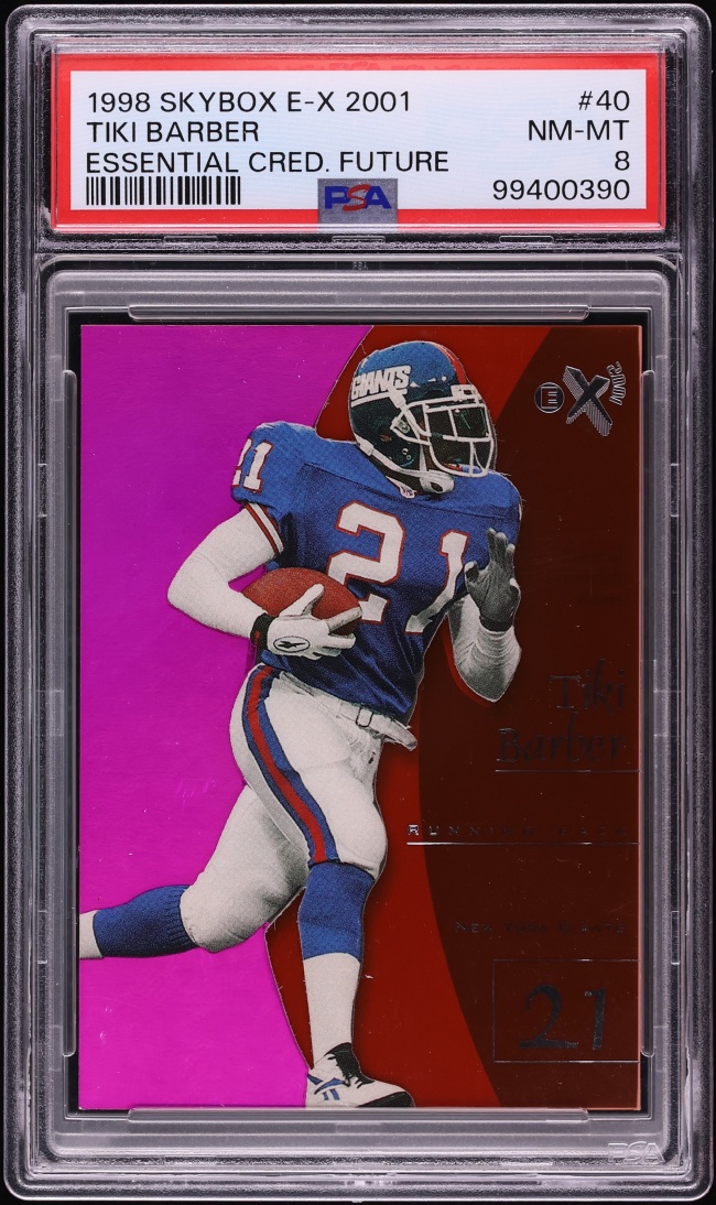 1998 Skybox E-X 2001 Essential Credentials Future Tiki Barber /21 #40 PSA 8 NM-MT