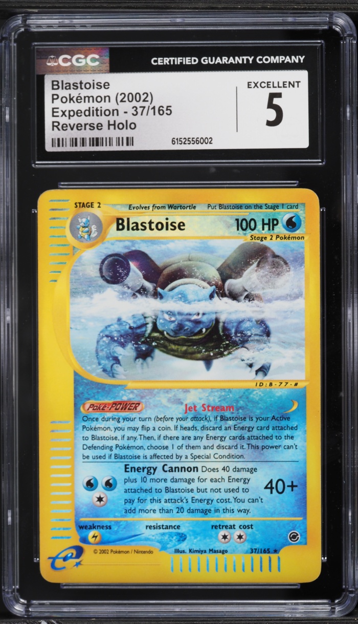 2002 Pokemon Expedition Reverse Holo Blastoise #37 CGC 5 EX