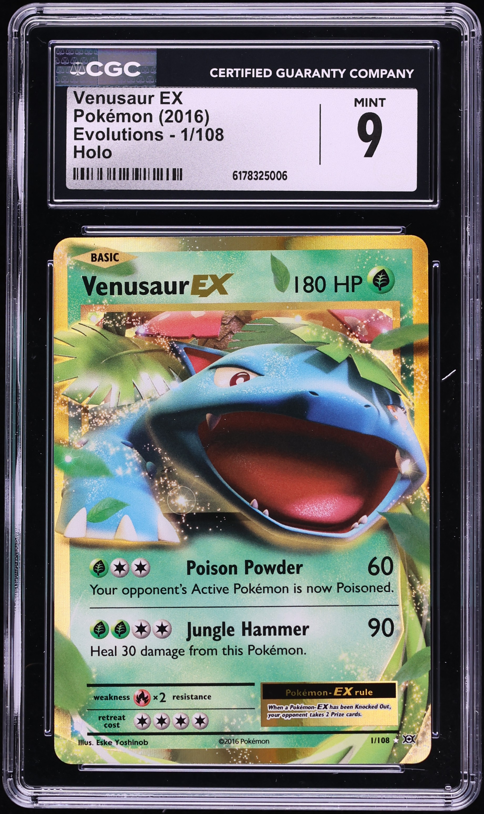 2016 Pokemon XY Evolutions Holo Venusaur EX #1 CGC 9 MINT