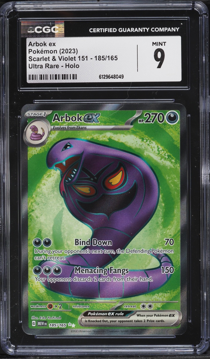 2023 Pokemon Scarlet & Violet 151 Full Art Arbok ex #185 CGC 9 MINT