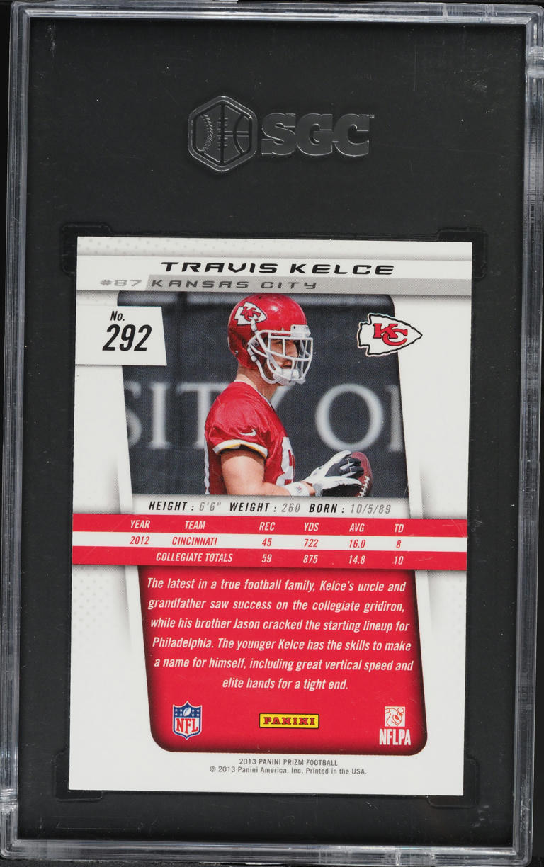 2013 Panini Prizm Travis Kelce ROOKIE #292 SGC 10 GEM MINT