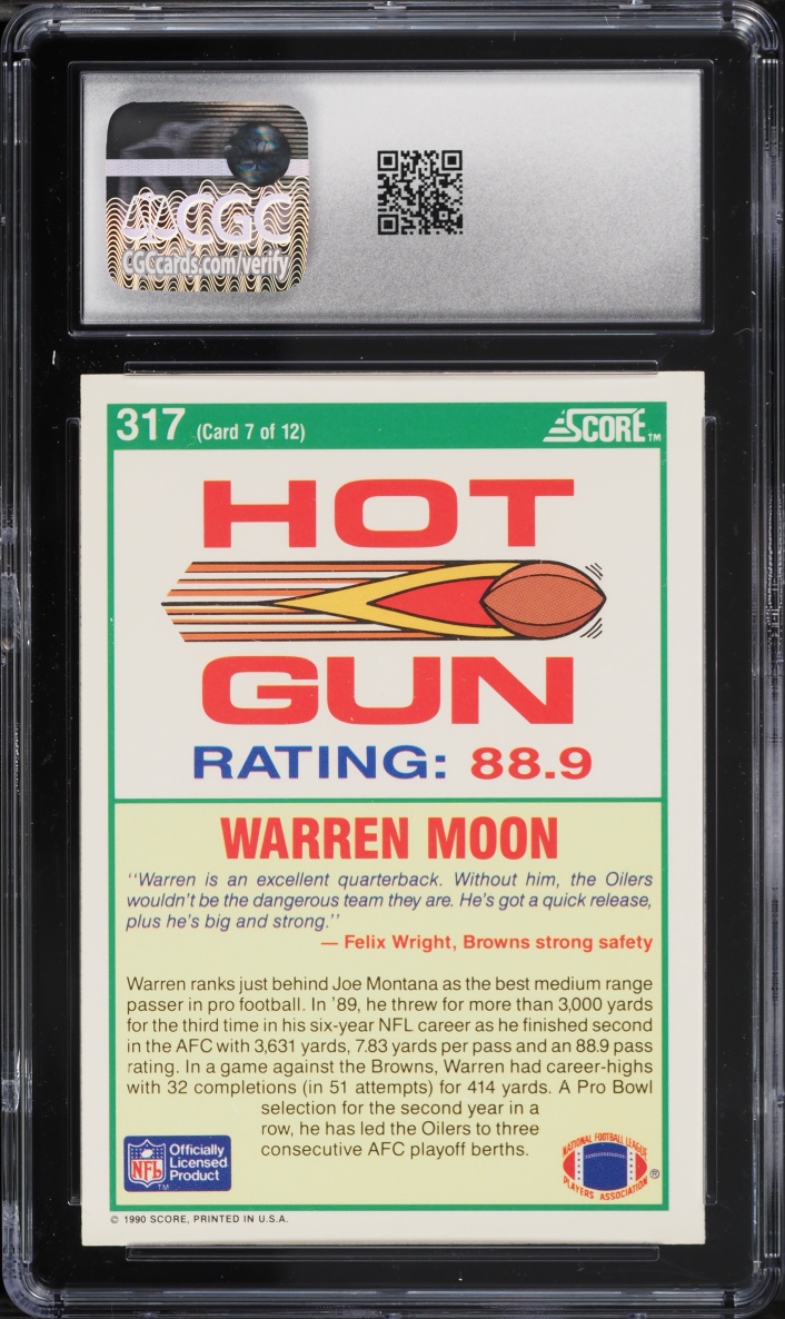 1990 Score Football Warren Moon #317 CGC 9 MINT