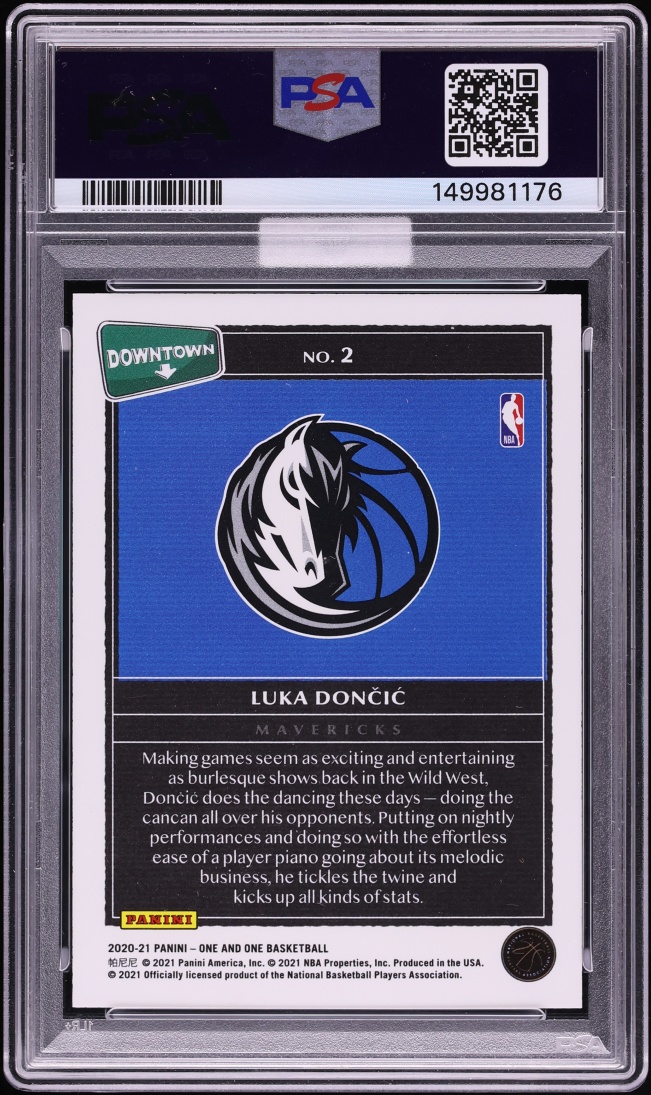 2020 Panini One And One Downtown Luka Doncic #2 MBA PSA 10 GEM MINT