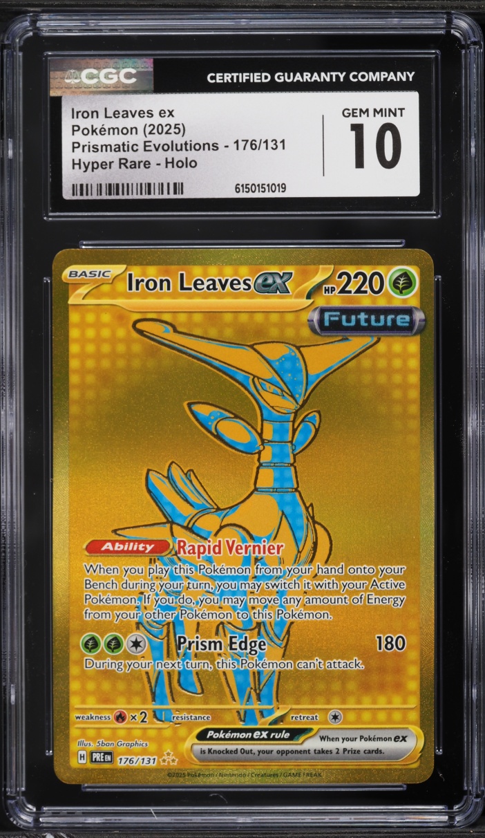2025 Pokemon SV Prismatic Evolutions Gold Rare Iron Leaves EX #176 CGC 10 GEM MINT