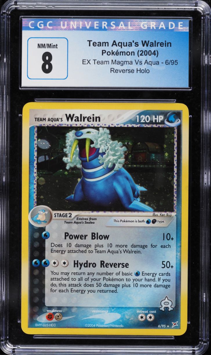 2004 Pokemon EX Team Magma Vs Aqua Team Reverse Holo Aqua's Walrein #6 CGC 8 - Main Image
