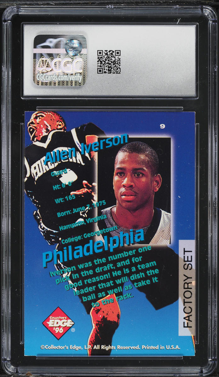 1996 Collector's Edge Key Kraze Factory Set Allen Iverson ROOKIE #9 CGC 8 NM-MT