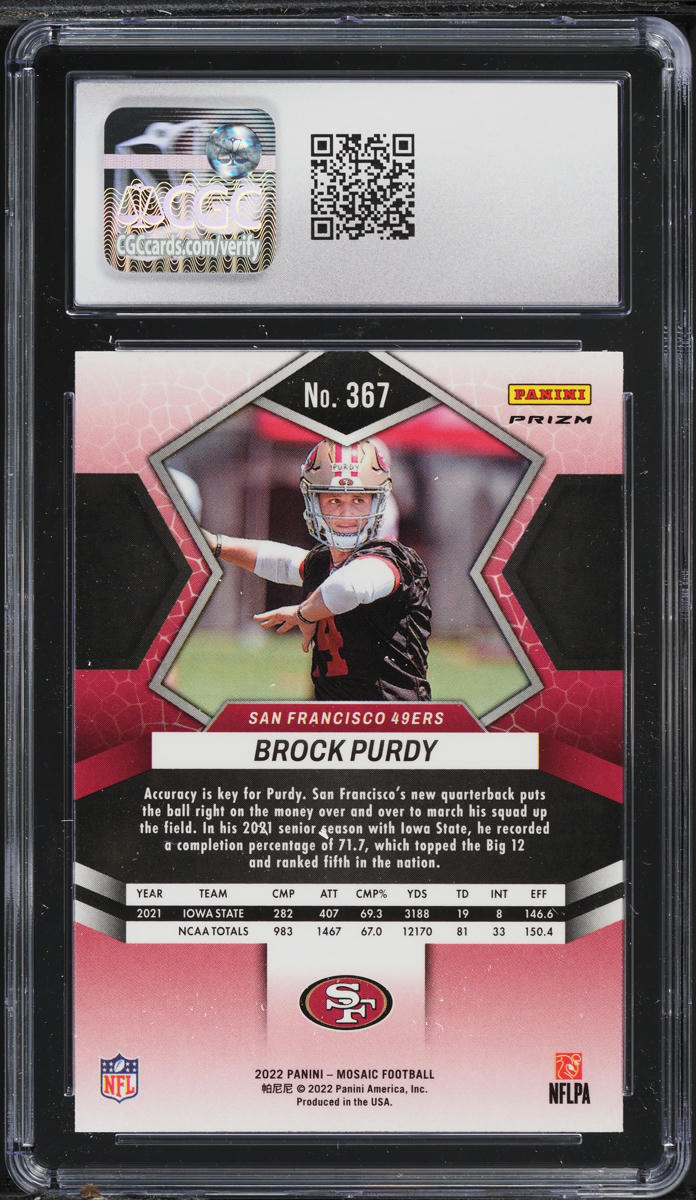 2022 Panini Mosaic Green Brock Purdy ROOKIE #367 CGC 9 MINT