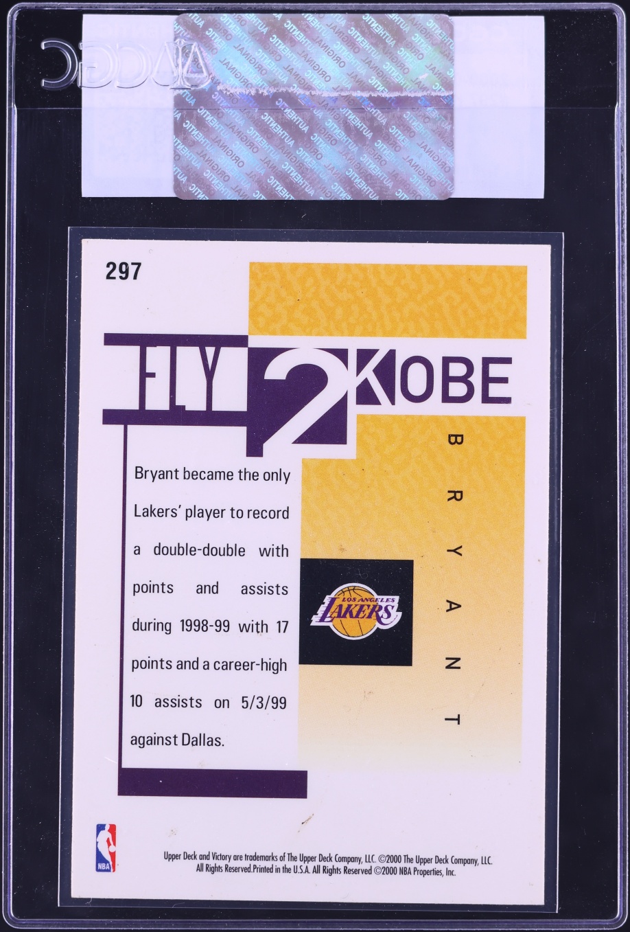 2000 Upper Deck Victory Kobe Bryant #297 CGC AUTH