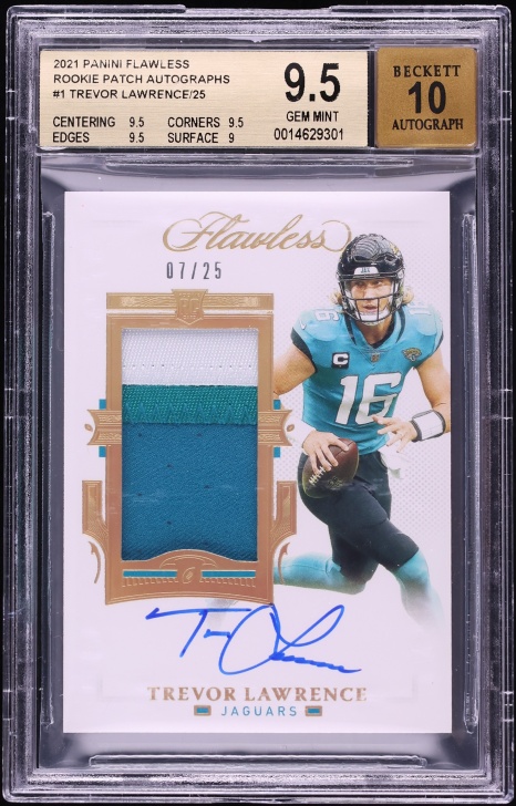 2021 Panini Flawless Trevor Lawrence ROOKIE PATCH AUTO /25 #1 BGS 9.5 GEM MINT