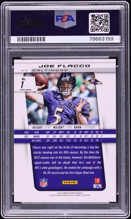 2013 Panini Prizm Gold Joe Flacco 1/10 #1 PSA 10 GEM MINT - Photo 2