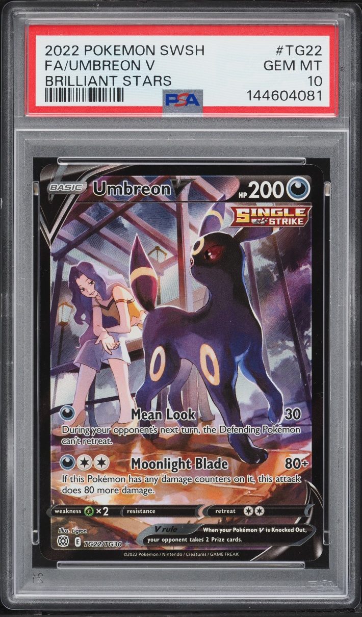 2022 Pokemon Sword & Shield Brilliant Stars Full Art Umbreon V #TG22 PSA 10 GEM MINT