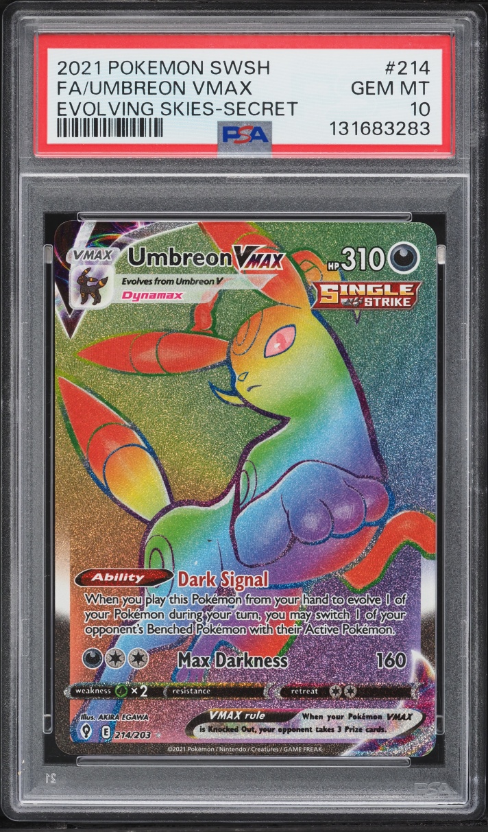 2021 Pokemon Sword & Shield Evolving Skies Rainbow Rare Umbreon VMAX #214 PSA 10 GEM MINT
