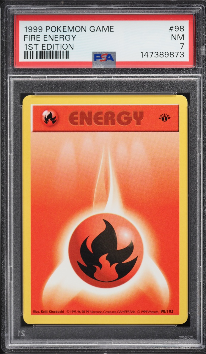 1999 Pokemon Base Set Shadowless 1st Edition Fire Energy #98 PSA 7 NRMT