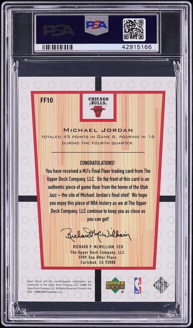 1999 UD Final Floor Michael Jordan RELIC #FF10 PSA 10 GEM MINT - Photo 2