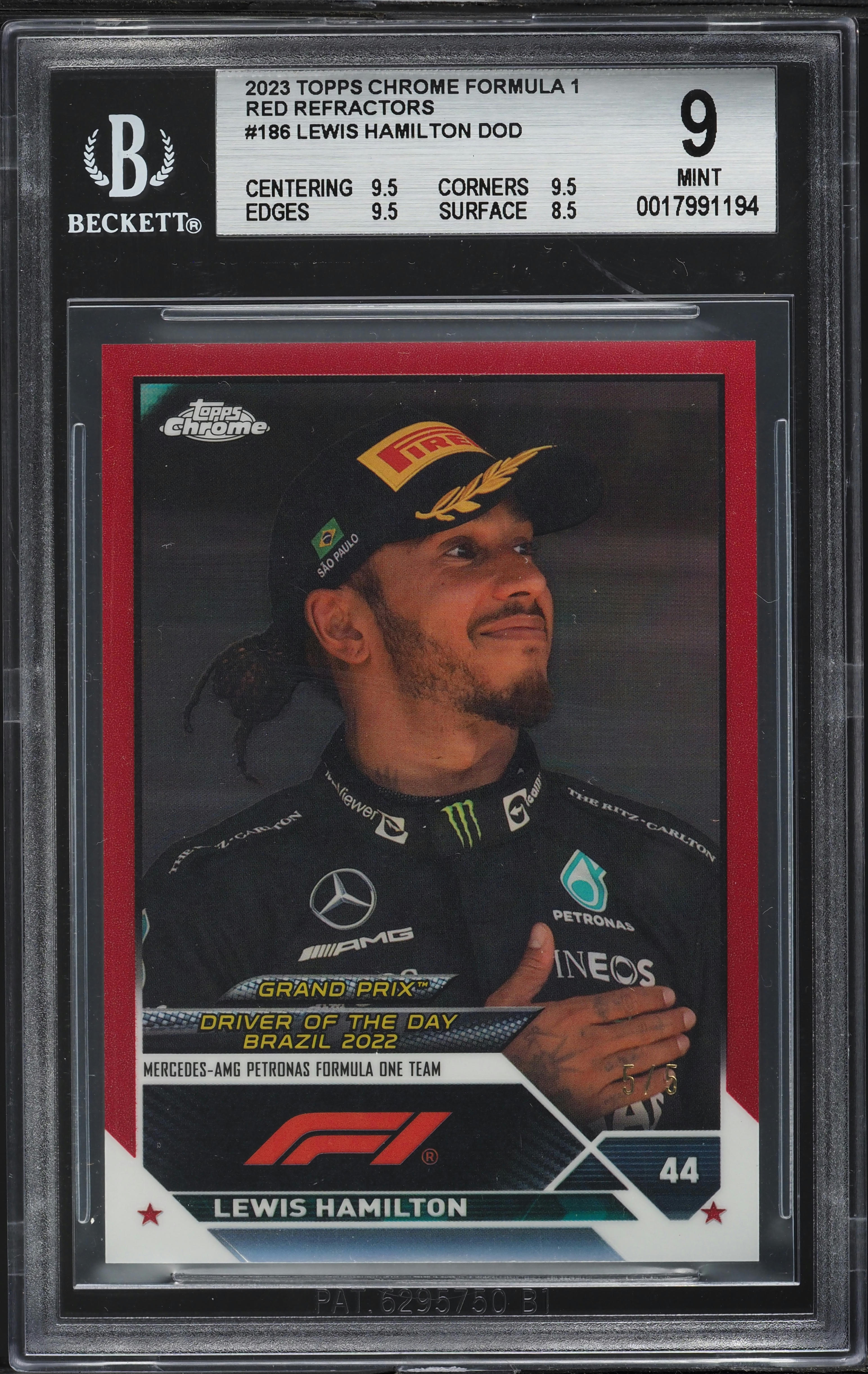2023 Topps Chrome Formula 1 F1 Red Refractor Lewis Hamilton