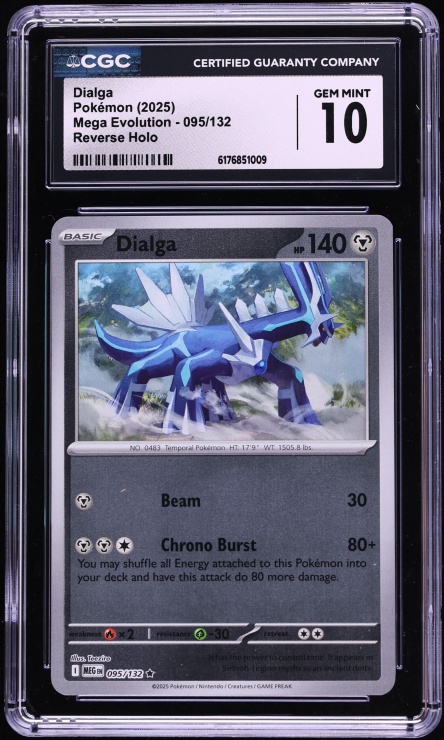 2025 Pokemon Mega Evolution Reverse Holo Dialga #095 CGC 10 GEM MINT