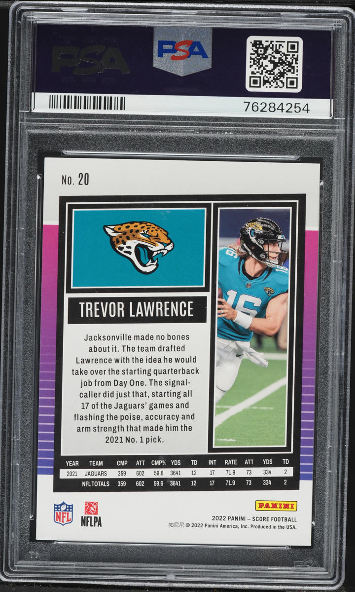 2022 Score Gold Trevor Lawrence #20 PSA 10 GEM MINT