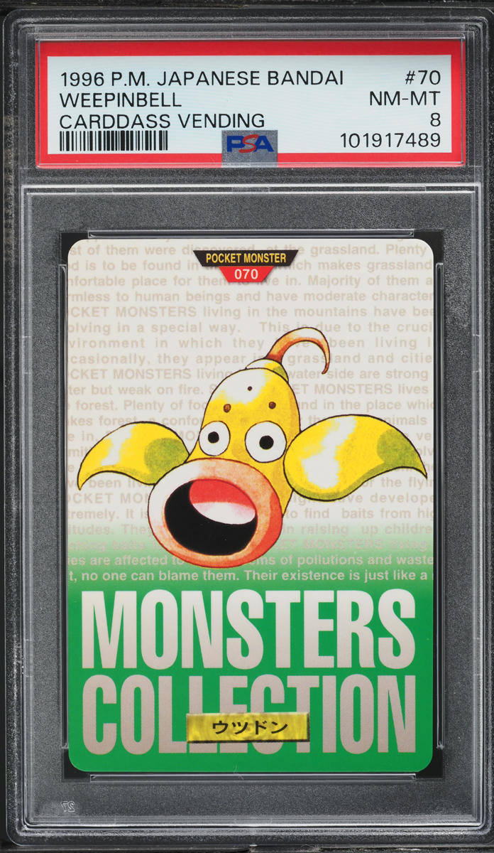 1996 Pokemon Japanese Bandai Carddass Vending Green Weepinbell #70 PSA 8 NM-MT