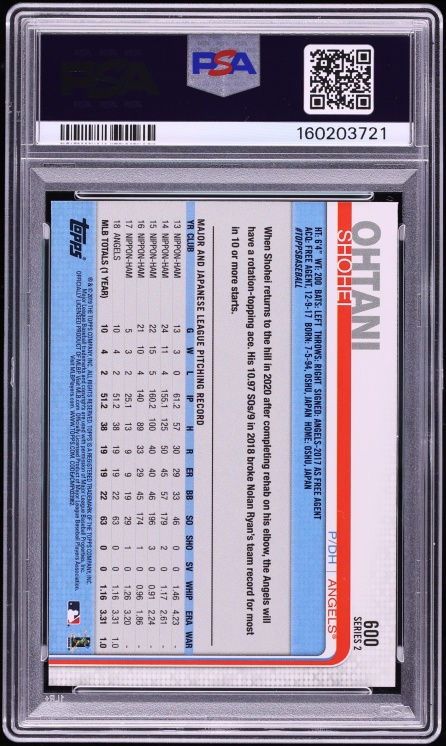 2019 Topps Shohei Ohtani #600 PSA 9 MINT