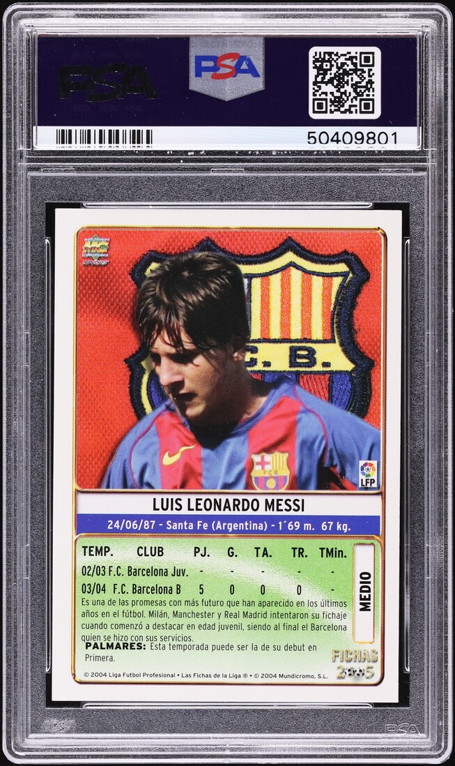 2004 Mundi Cromo Liga Lionel Messi ROOKIE #617 PSA 9 MINT