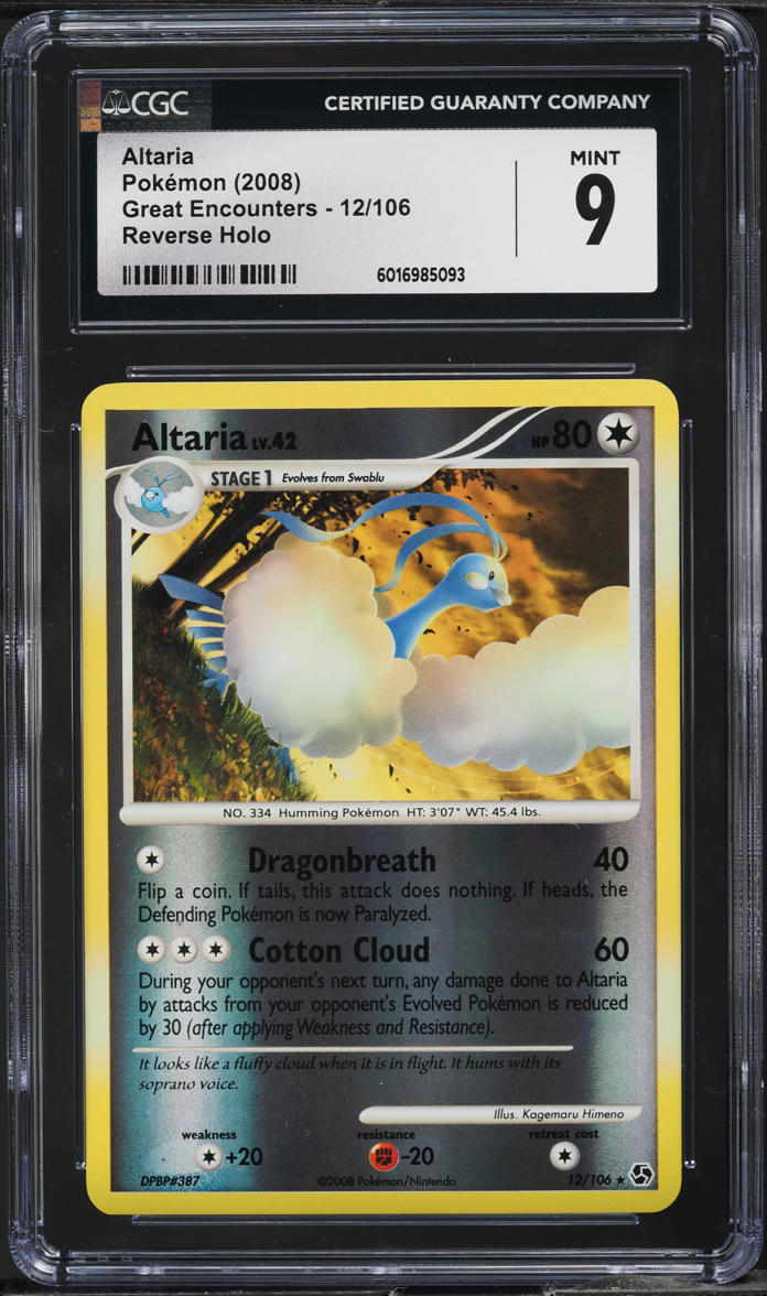 2008 Pokemon Diamond & Pearl Great Encounters Reverse Holo Altaria #12 CGC 9