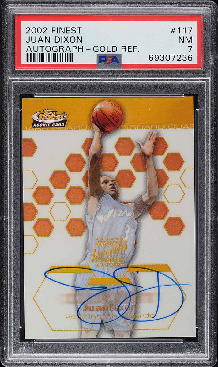 2002 Finest Gold Refractor Juan Dixon ROOKIE AUTO /25 #117 PSA 7 NRMT