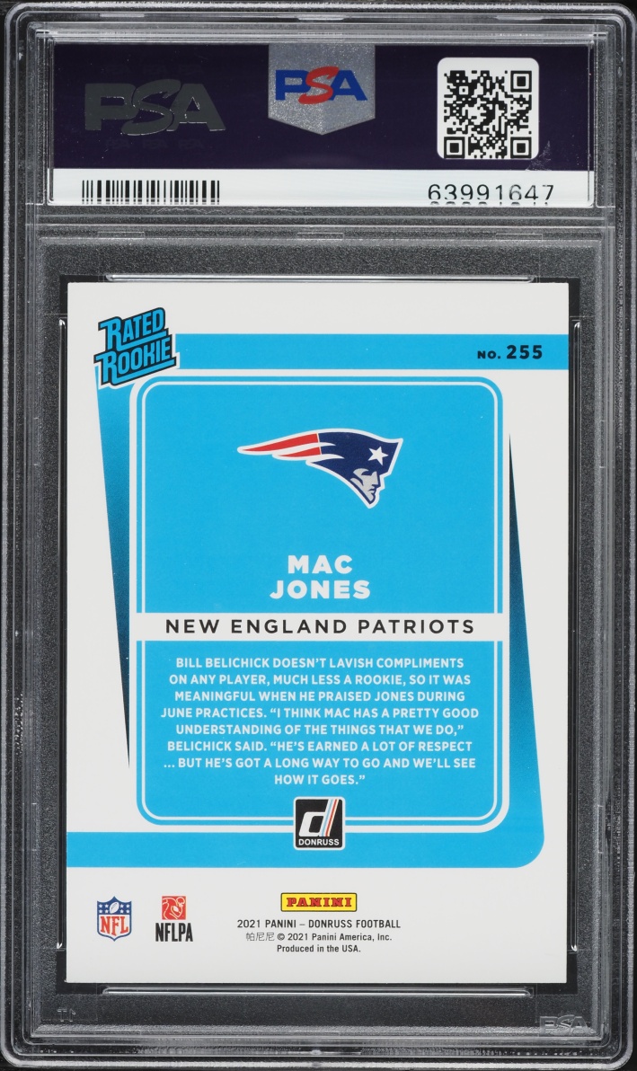 2021 Donruss Football Mac Jones ROOKIE #255 PSA 10 GEM MINT