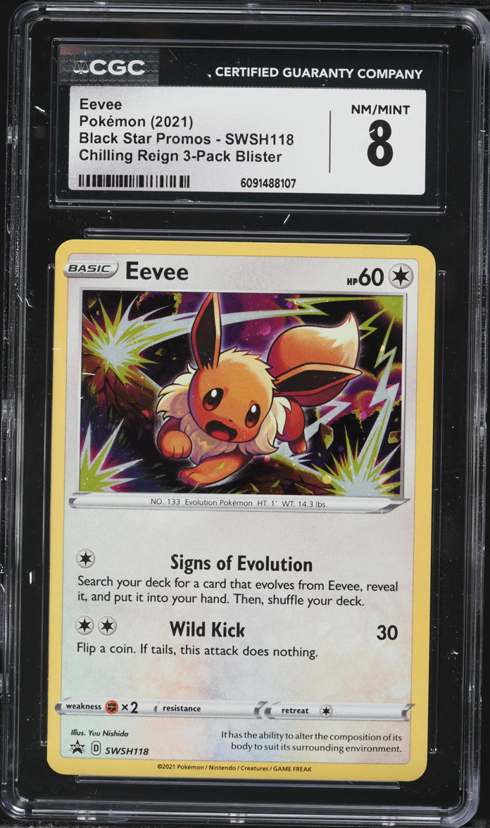 2021 Pokemon Sword & Shield Promo Chilling Reign Blister Holo Eevee #SWSH118 CGC 8 NM-MT