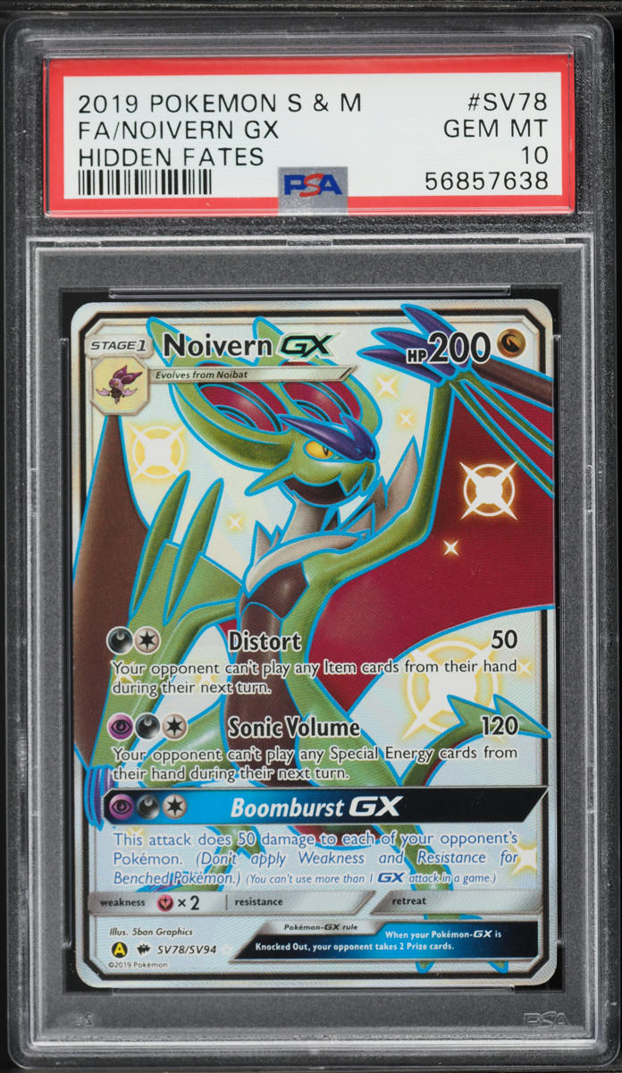 2019 Pokemon Sun & Moon Hidden Fates Full Art Noivern GX #SV78 PSA 10 GEM MINT
