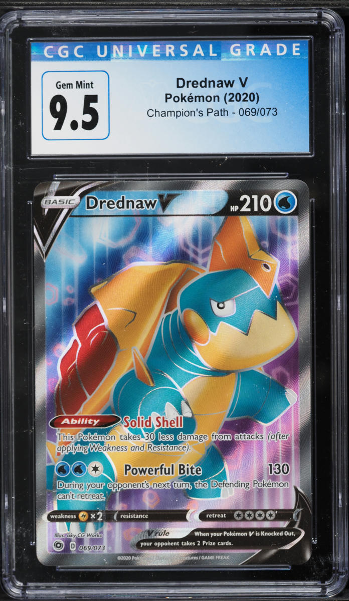 2020 Pokemon Sword & Shield Champion's Path Off-Center Full Art Drednaw V #69 CGC 9.5 GEM MINT