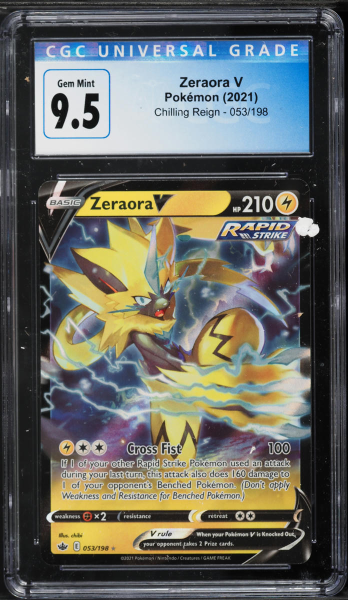 2021 Pokemon Sword & Shield Chilling Reign Zeraora V #53 CGC 9.5 GEM MINT