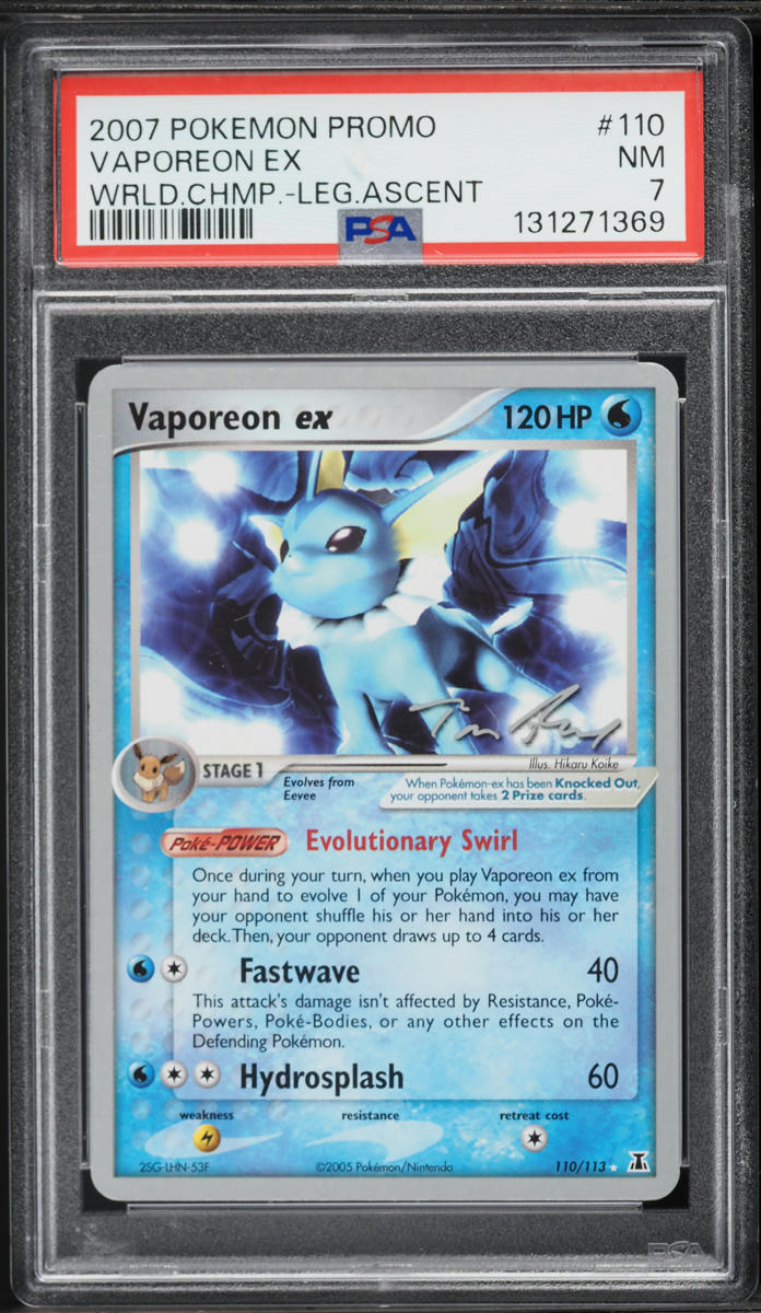 2007 Pokemon World Championships Promo Legendary Ascent Vaporeon Ex #110 PSA 7 NRMT