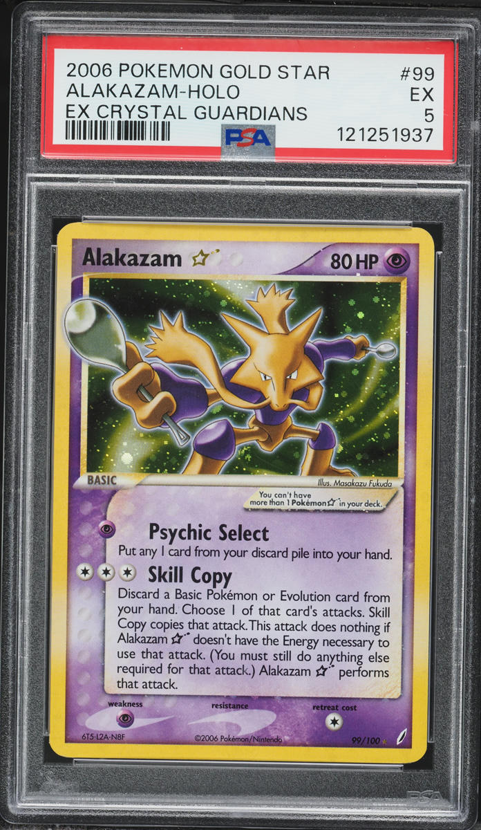 2006 Pokemon EX Crystal Guardians Holo Alakazam Gold Star #99 PSA 5 EX