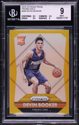 2015 Panini Prizm Light Blue Devin Booker ROOKIE /199 #308 PSA 9
