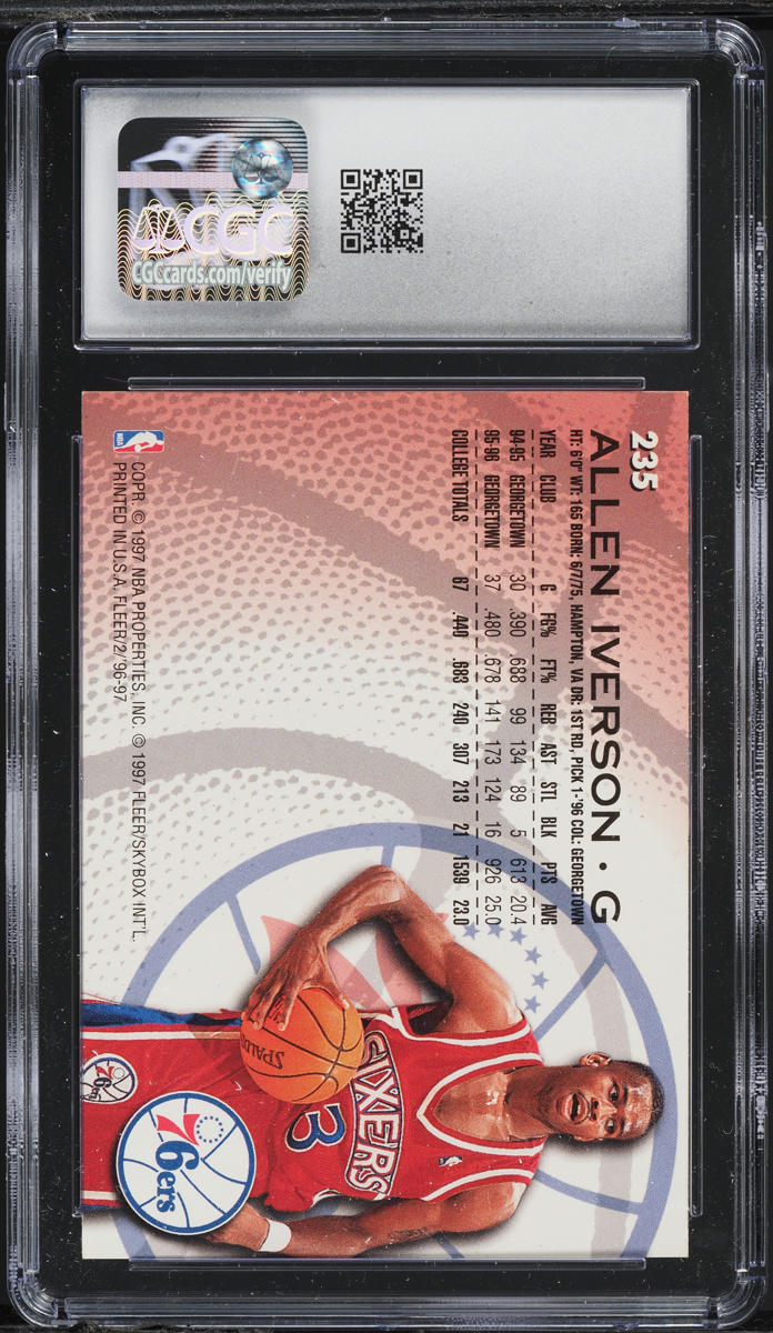 1996 Fleer Basketball Allen Iverson ROOKIE #235 CGC 7 NRMT