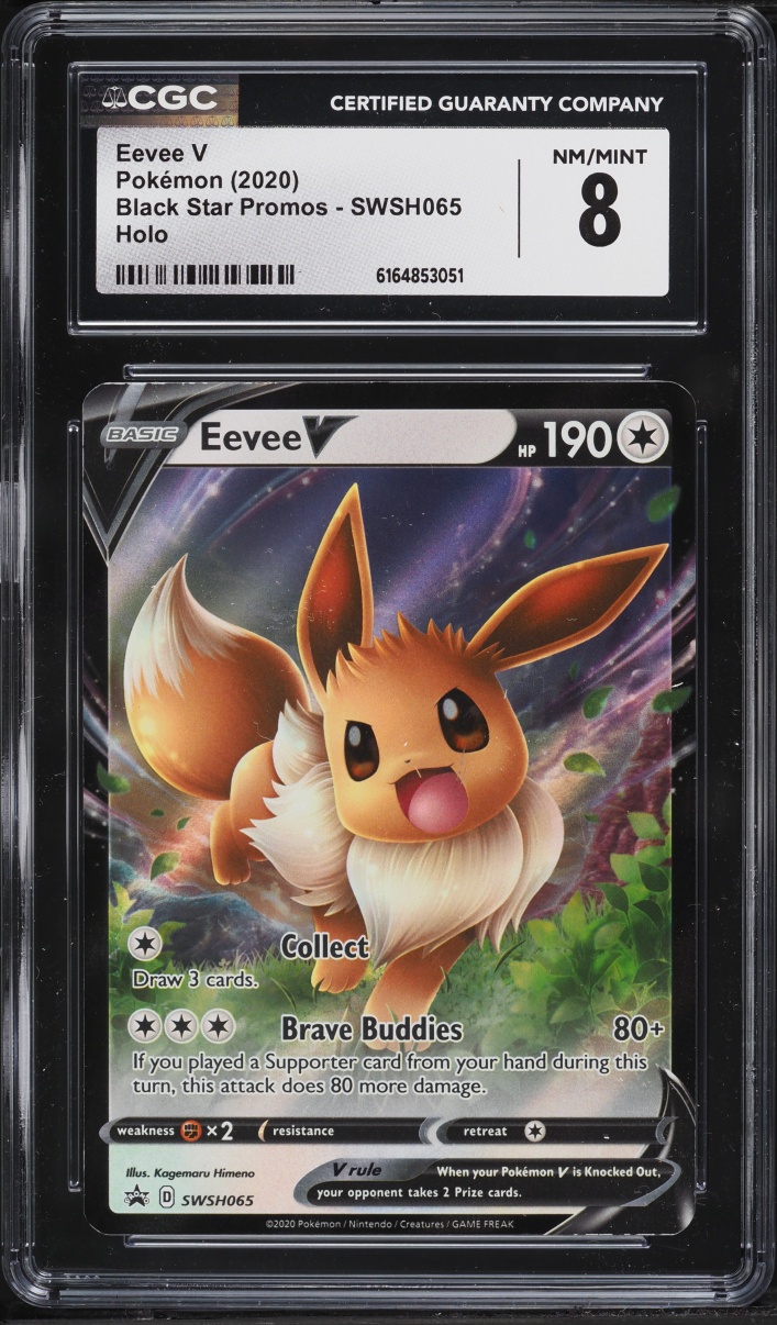 2020 Pokemon Sword & Shield Black Star Promo Eevee V #SWSH065 CGC 8 NM-MT