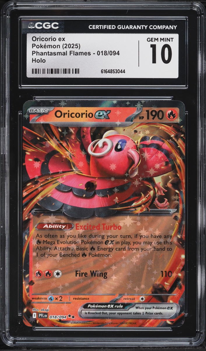 2025 Pokemon Mega Evolution Phantasmal Flames Holo Oricorio ex #18 CGC 10 GEM MINT