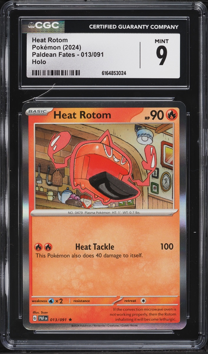 2024 Pokemon Scarlet & Violet Paldean Fates Holo Heat Rotom #13 CGC 9 MINT