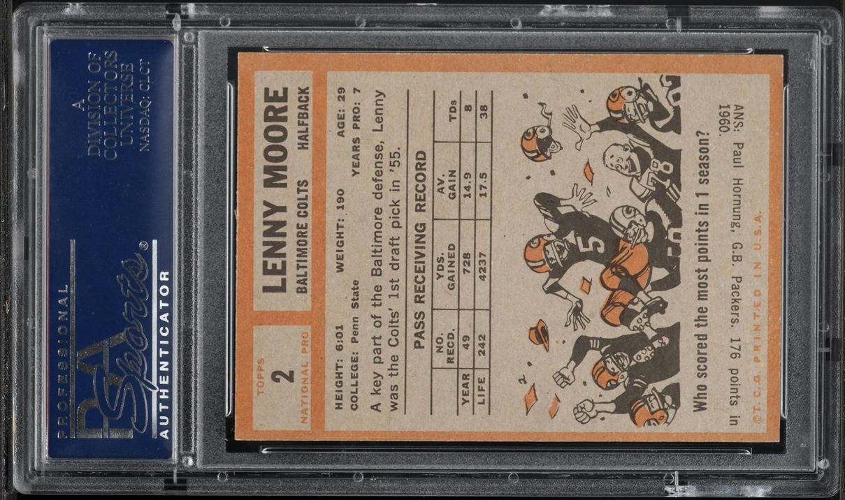 1962 Topps Football Lenny Moore #2 PSA 7 NRMT
