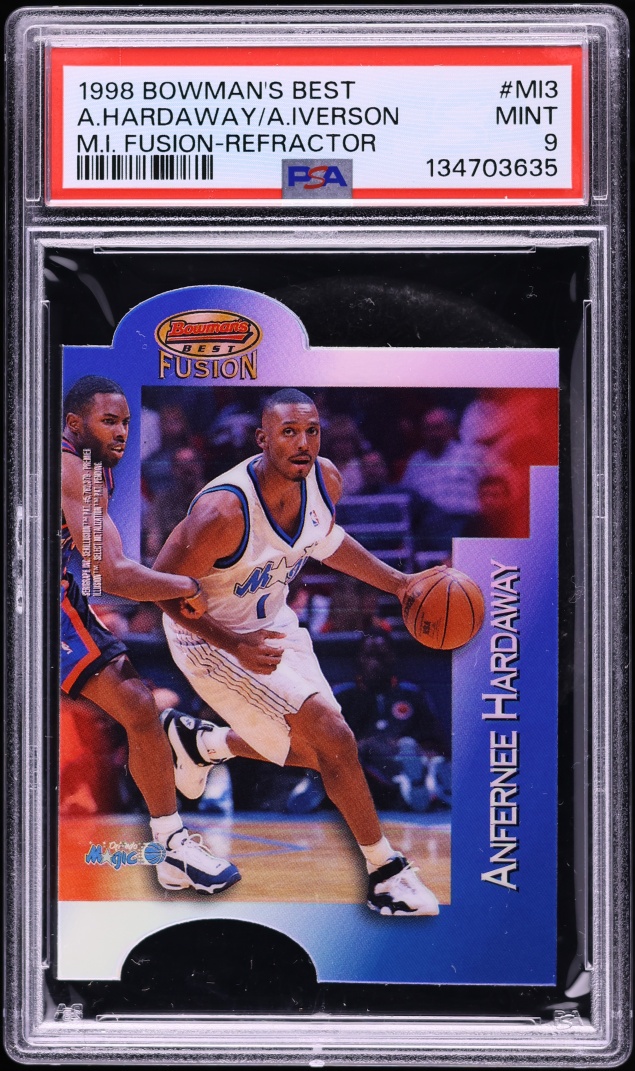 1998 Bowman's Best Mirror Image Fusion Refractor Anfernee Hardaway Allen Iverson /100 PSA 9 - Photo 1