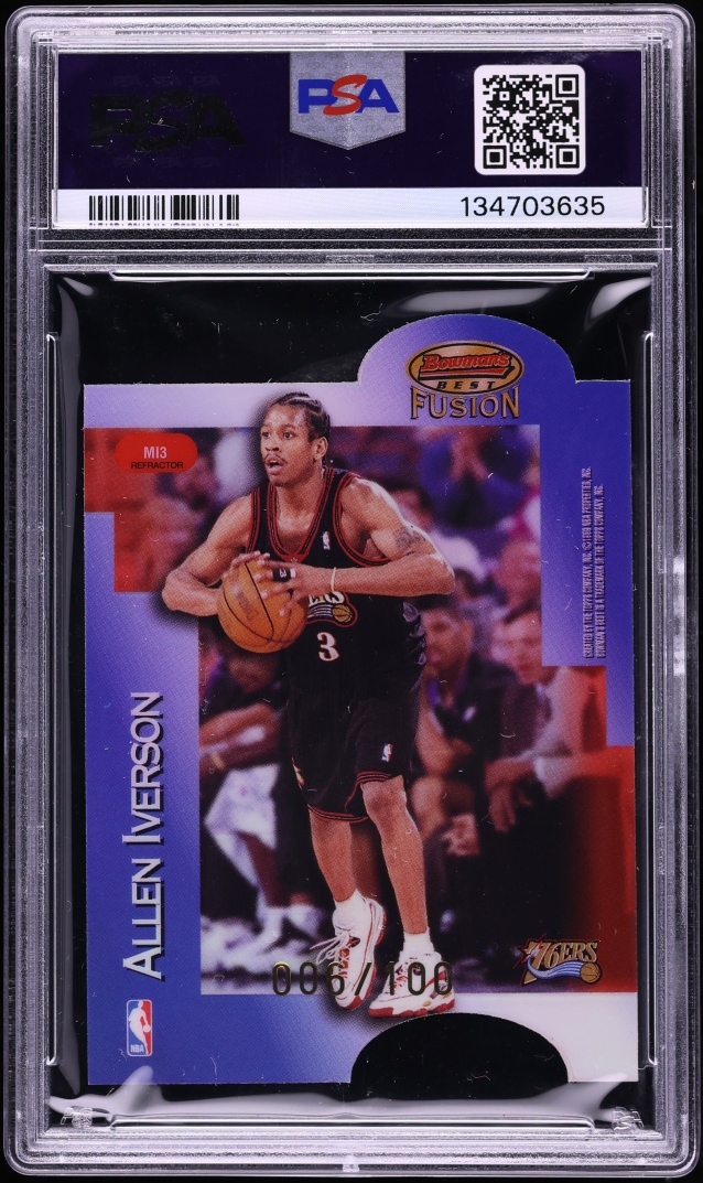 1998 Bowman's Best Mirror Image Fusion Refractor Anfernee Hardaway Allen Iverson /100 PSA 9 - Photo 2