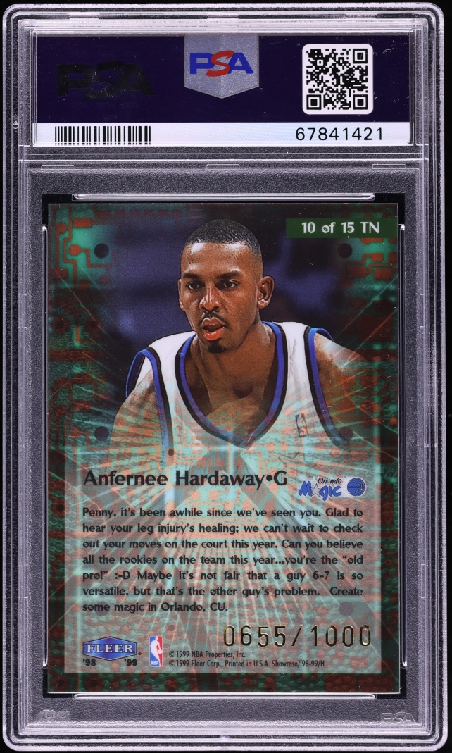 1998 Flair Showcase Takeit2.Net Anfernee Hardaway /1000 #10 PSA 9 MINT - Photo 2