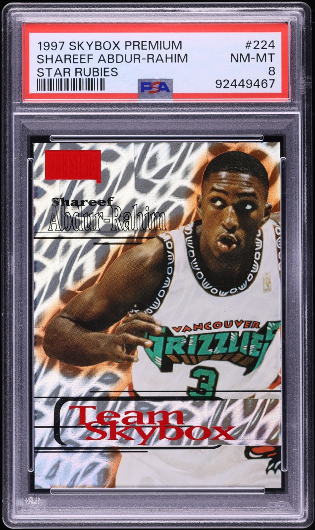 1997 Skybox Premium Star Rubies Shareef Abdur-Rahim /50 #224 PSA 8 NM-MT - Photo 1