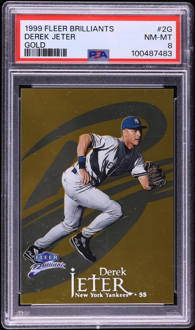 1999 Fleer Brilliants Gold Derek Jeter /99 #2G PSA 8 NM-MT - Photo 1
