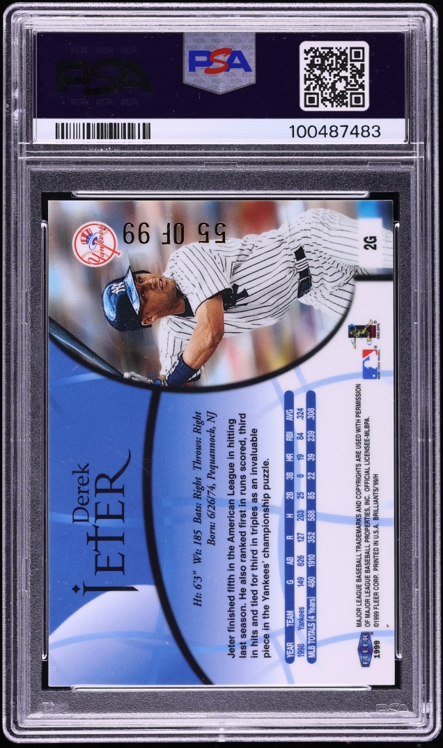 1999 Fleer Brilliants Gold Derek Jeter /99 #2G PSA 8 NM-MT - Photo 2
