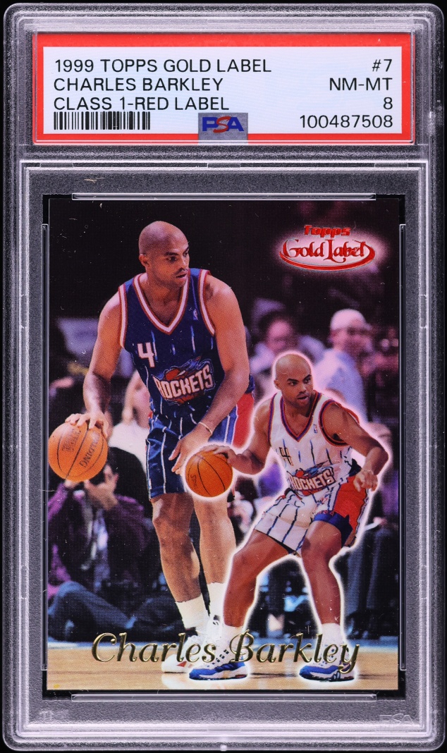 1999 Topps Gold Label Class 1 Red Label Charles Barkley /100 #7 PSA 8 NM-MT - Photo 1
