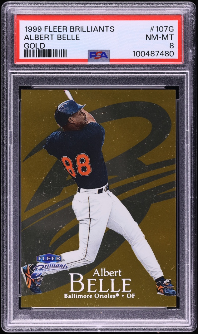 1999 Fleer Brilliants Gold Albert Belle /99 #107G PSA 8 NM-MT - Photo 1