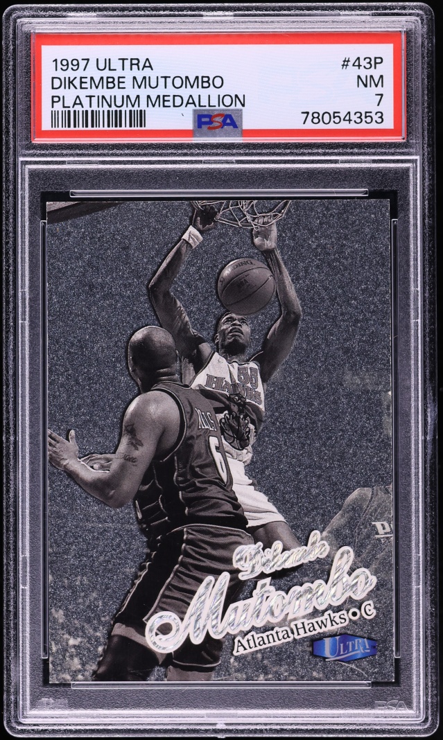 1997 Ultra Platinum Medallion Dikembe Mutombo /100 #43P PSA 7 NRMT - Photo 1